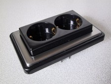 KOPP Steckdose Doppel 2-fach VISION stahl-silber UP Unterputz Schuko Duo