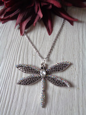 Silberne Gliederkette "Libelle/Schmetterling" mit Strass-Steinchen