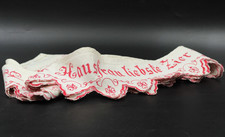 4x alte Stoff Schrankborte weiß / rot Schrankband Wäscheschrank Stickerei