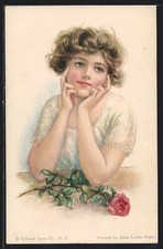 Künstler-AK Alice Luella Fidler: American Girl No. 46, Mädchen mit Rose 