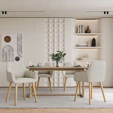Esszimmerstühle 2er Set Polster Küchenstuhl Stühle Esszimmer mit Holzbeine Beige
