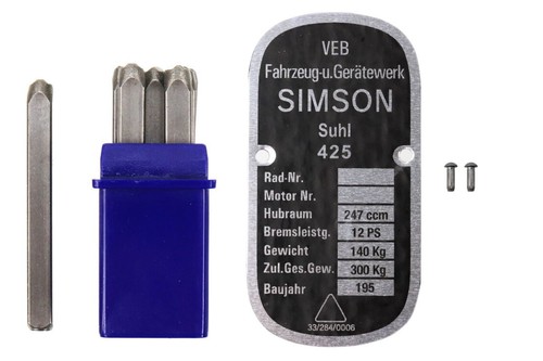 Typenschild für simson awo - simson,