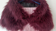 Kunstpelz Umlegekragen,  Schal, Stola weinrot violett, 