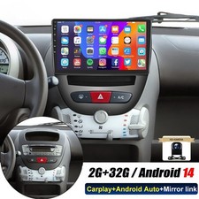 2+32G Android 14 Autoradio Carplay +Kam für Citroen C1 Peugeot 107 Toyota Aygo I