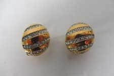 Schöne, ausgefallene Ohrringe / Clips , vergoldet mit Steinen   , Pierre Lang