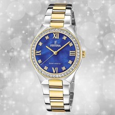 Armbanduhr Edelstahl silber gold Damen Uhr Festina Solar Energy UF20659/2