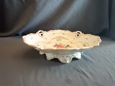 ILMENAU Graf von Henneberg Porzellan Prunkschale oval Relief Blumen