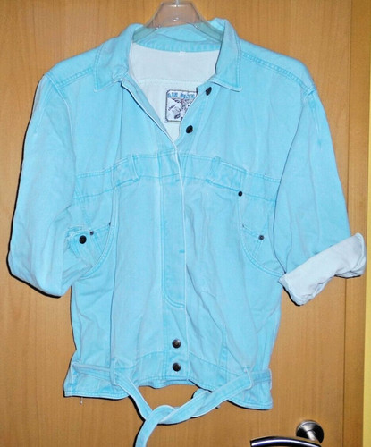 Jeansjacke unikat türkis - jeansjacke,