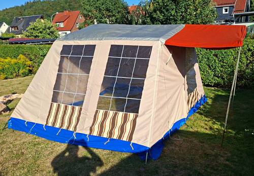 Kabinenzelt beige blau - kabinenzelt, mit