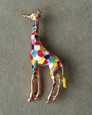 Giraffen Brosche Gold Multicolor Bunte Giraffe Afrika Safari Schmuck Krafttier