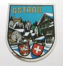 Souvenir-Aufkleber Gstaad Berner Oberland Simmental Saanen Schweiz 80er Oldtimer