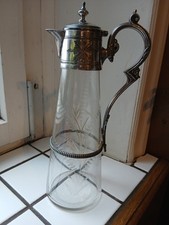 Jugendstil-Glaskaraffe geschliffen um 1910, Böhmen 30cm 