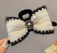 HAARSCHMUCK KRABBE PERLE KAMELIE HAARSCHLEIFE HAARACCESSOIRES 11cm HAARSPANGE