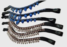 DROP Stirnriemen Stirnband Diadem Rosa Blau Leder Schwarz Mini Shetty VB WB XF