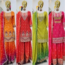 Pakistaner Salwar Sharara Fertig Zum Tragen Anzug Indisch Hochzeit Party 3 Teile