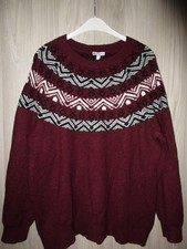 Street One Pullover Pulli Norwegermuster Strick weinrot weiß schwarz Gr. 44