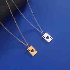Edelstahl Herz As Poker Glück Anhänger Halskette Gold Silber Schmuck Damen Kette