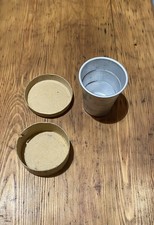 alter Klappbecher Alu Faltbecher Trinkbecher Campingbecher in Pappschachtel 