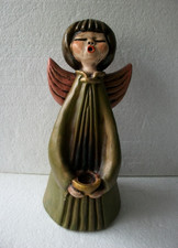 Alter Lene Thun  Engel Bozen Faltenkleid Kerzenhalter olivgrün rosa H 26 cm