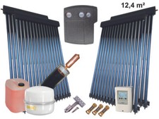 Solaranlage Komplettpaket Röhren Kollektor Bafa 12,4 m² mit 24mm Power HeatPipe