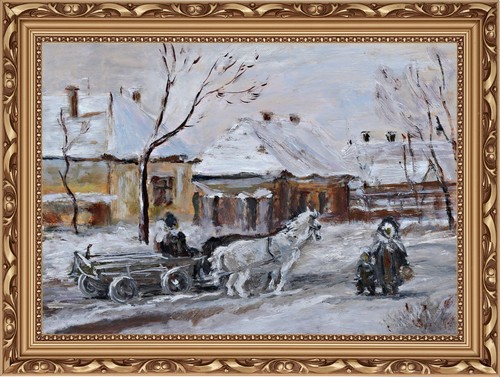 Winterliche dorfszene mit - winterliche,