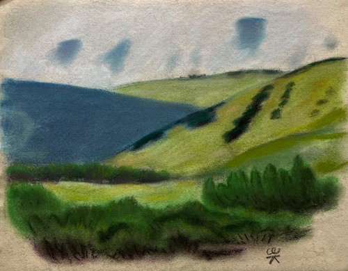 Pastell sommerlandschaft - pastell,