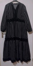 Maxikleid mit Spitze, Gr. 52 (4xl), Shein Lune, Schwarz, weiß gepunktet 