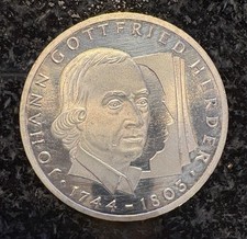10 DM Silber Gedenkmünze Johann Gottfried Herder Ausgabejahr 1994 G