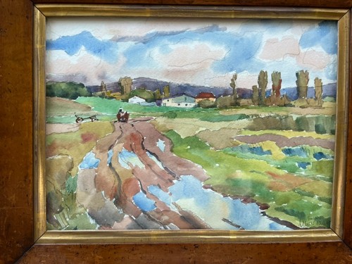 Aquarell landschaft feldweg - aquarell,