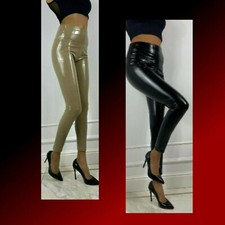 Damen PU Leder Leggings Neu