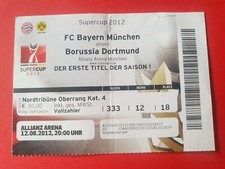 Used Ticket DFB Supercup Finale 2012 FC Bayern München vs BVB Borussia Dortmund