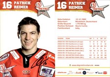 PATRICK REIMER Autogramm AK Autogrammkarte Eishockey DEG Metro Stars 2007-08