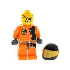 1x Lego Figur Mann Agents Gold Tooth Augen Klappe Motorrad Helm 8635 agt012