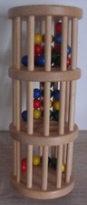 NIC Rasselturm mit bunten Holzperlen, Holzkugeln Spielzeug, Babyrassel