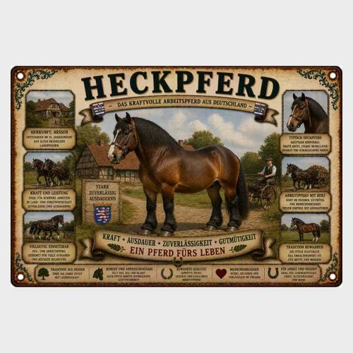 Blechschild heckpferd pferd - blechschild,