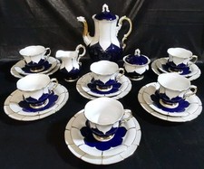 Meissen, Kaffeeservice, B-Form, Golddekor / Kobaltblau, 1.Wahl, 21-teilig, 678