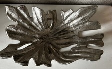Schale Blatt Designer Metall Alu poliert abstrakt 40 cm Indien Deko Obst Tisch
