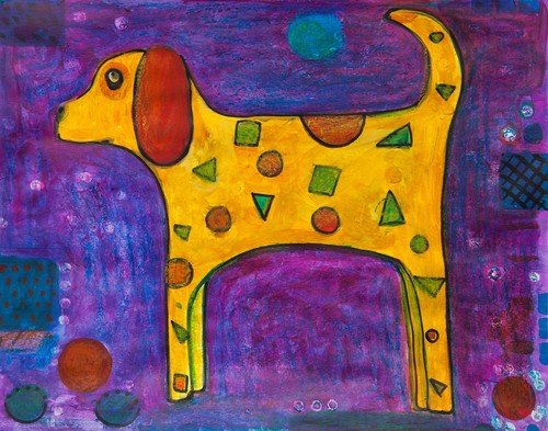 Gelber hund original acryl - gelber,