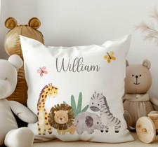 Personalisiertes Kinder Safari Druck Kissen, Kleinkind Kissen, Kinderzimmer Design