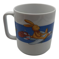 Tasse - Felix der Hase mit Luftballon / auf Flugzeug - Kaffeebecher Kindertasse