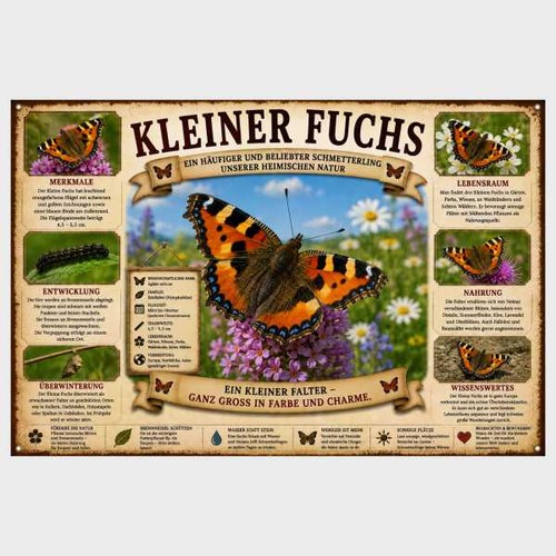 Blechschild kleiner fuchs - blechschild,