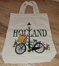 Holland Fahrrad Dicker Stoff Leinen Beutel Tasche 45x34cm Neuwertig Windmühle 