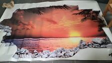 XXL 3D Wandtattoo Foto Tapete 200x136 Sonne Karibik Strand Palmen Urlaub Tattoo 