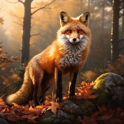 Wandbild fuchs wald landschaft - fuchs,