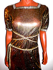 Karneval Cleopatra Kostüm Kleopatra Kleid 38 Perrücke Schwarz Gold Handmade 1xG.