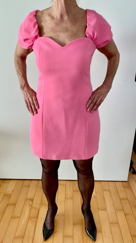 Rosa mini kleid - rosa, puffärmel