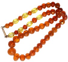 🖤 Natur Bernstein Halskette Collier Königsberg Antikschmuck - 38,5 cm / 17,18g