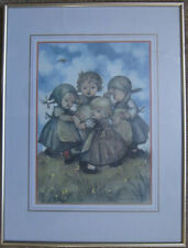 ::ERNST HUMMEL -DRUCK REPRODUKTION- 4-BILDER ZUSAMMEN FIGUREN KINDER ANTIK SIGN.