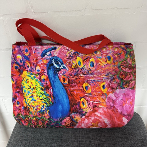 Damen shopper groß pfau print - damen, pfau-print