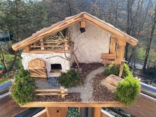 ALPENLÄNDISCHE KRIPPE "MATTHÄUS" rustikaler Krippenstall + LED-Laterne OVP NEU